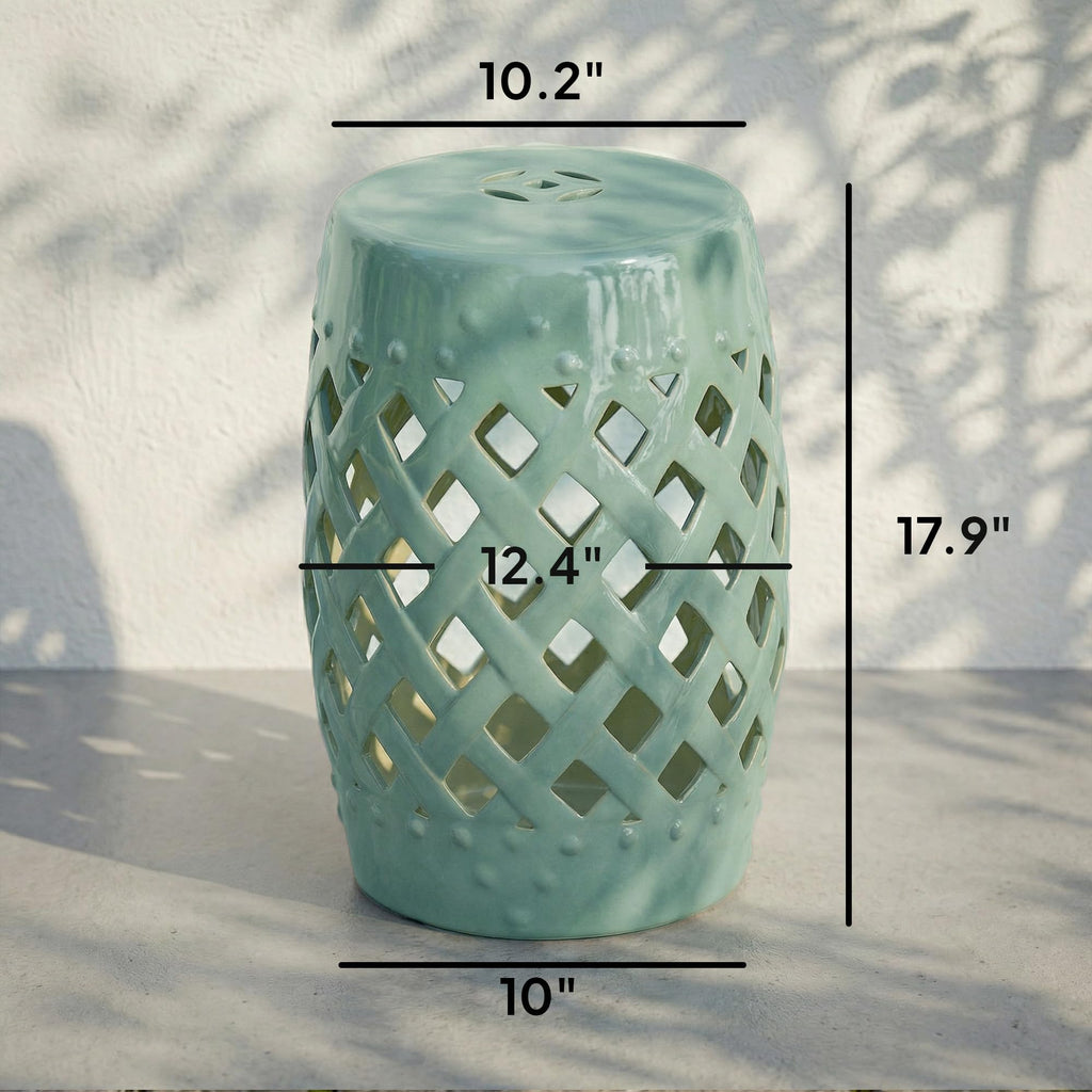 Ceramic Garden Stool Outdoor Stool Green T272463