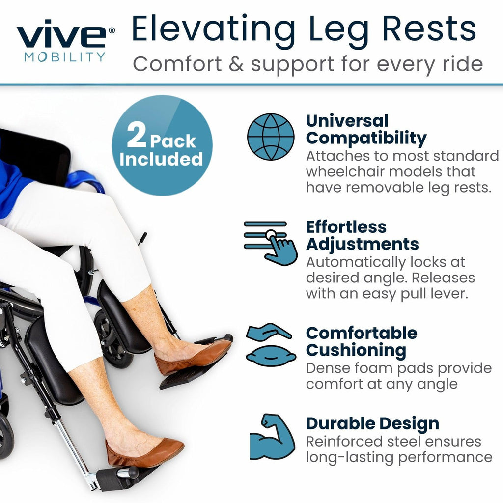 Elevating Wheelchair Footrests with Padded Calf Pads (2 Pack) G52720