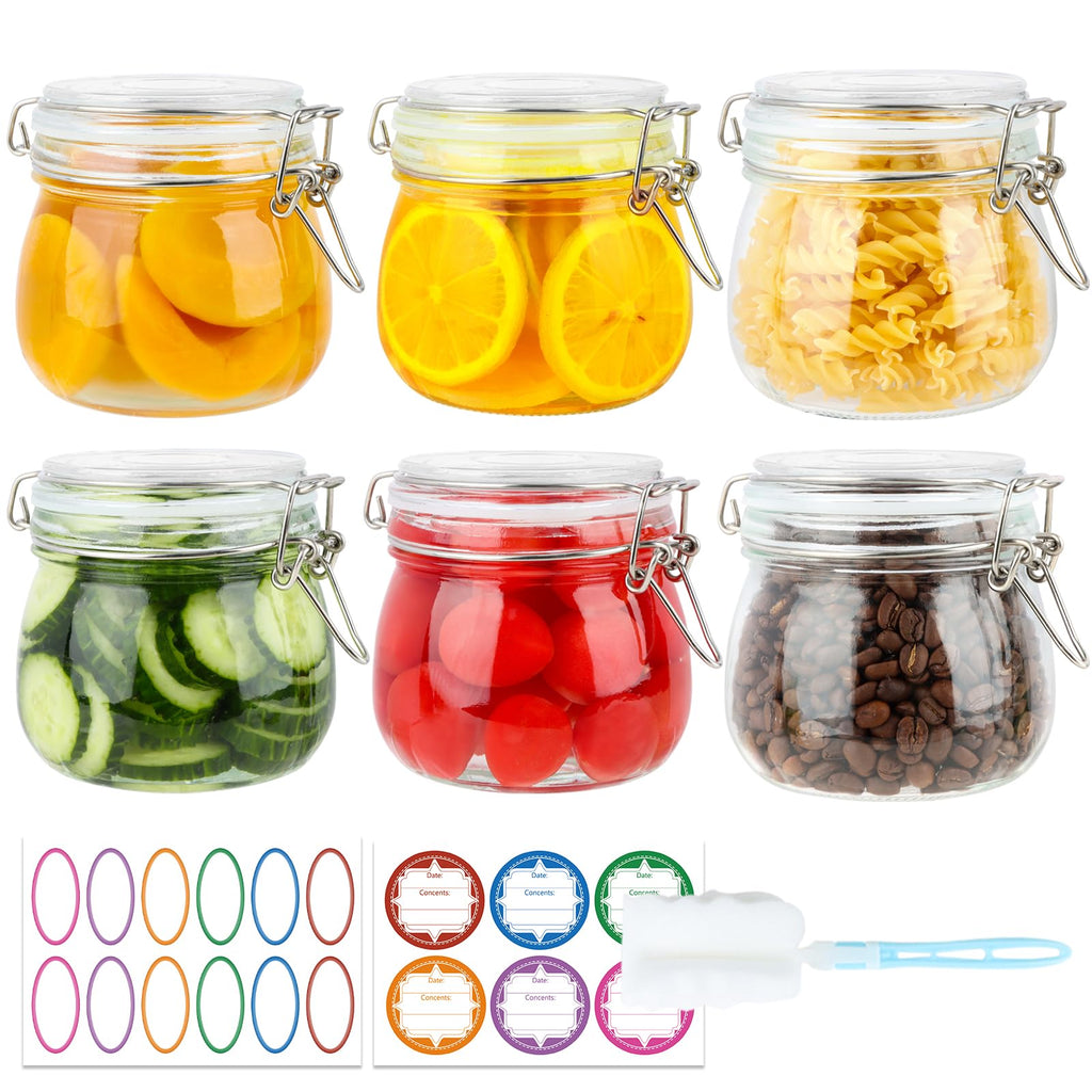 16oz Glass Jars with Airtight Lids, 6 Pack K949