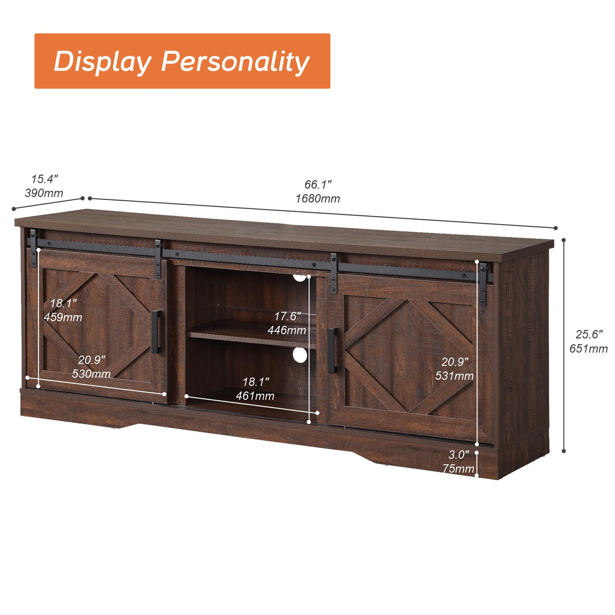 Farmhouse TV Stand for 60-75 inch TV E183