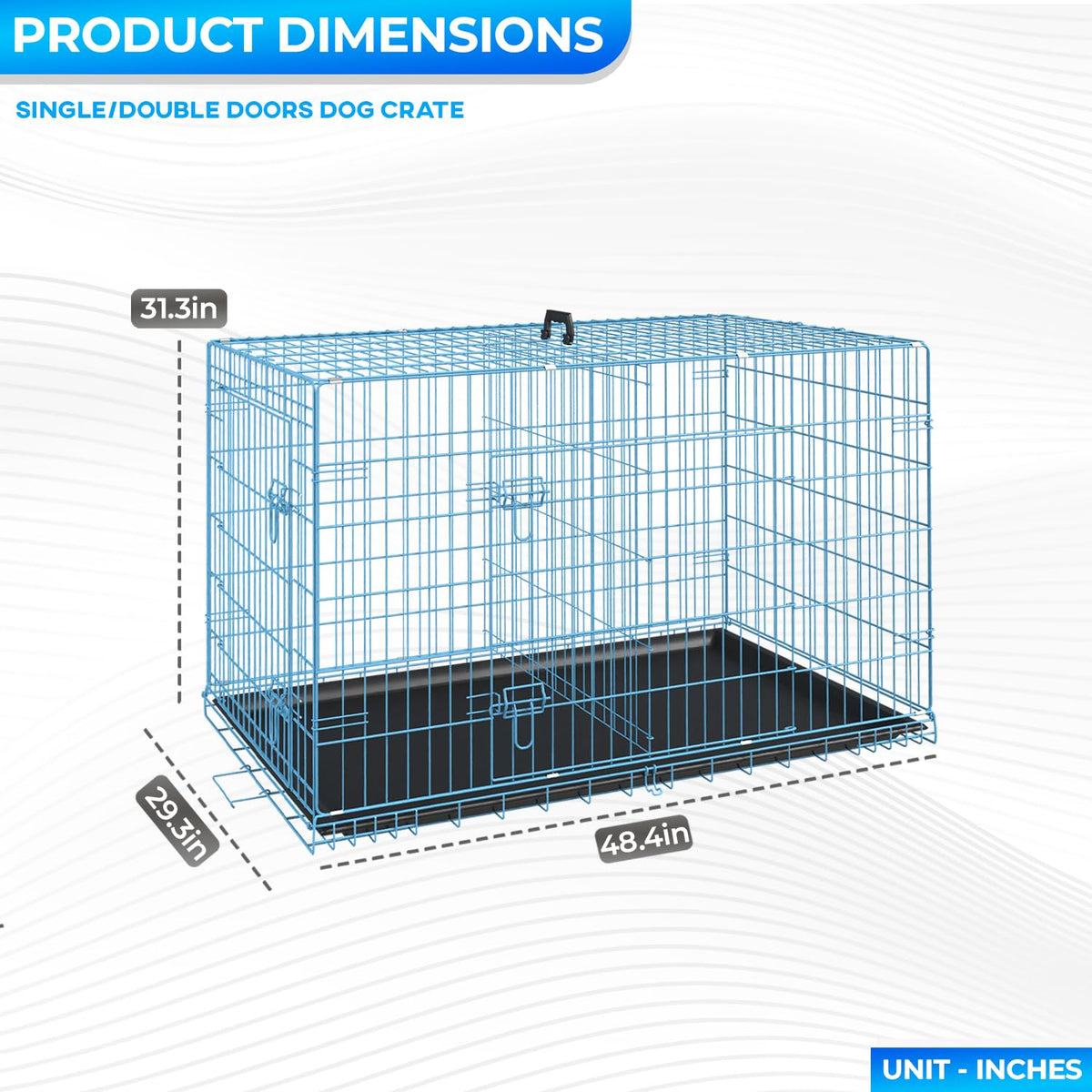 48 Inch Folding Metal Wire Dog Crate with Divider Panel C30620
