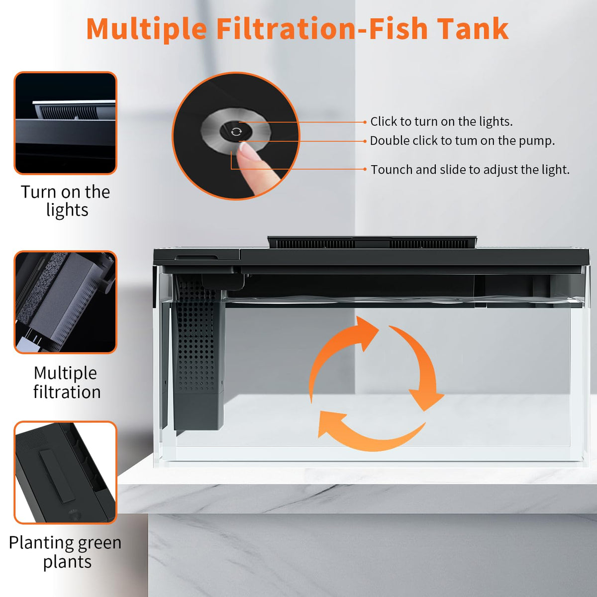 3.7 Gallon Betta Fish Tank Kit with Filter Light Water Pump D9476