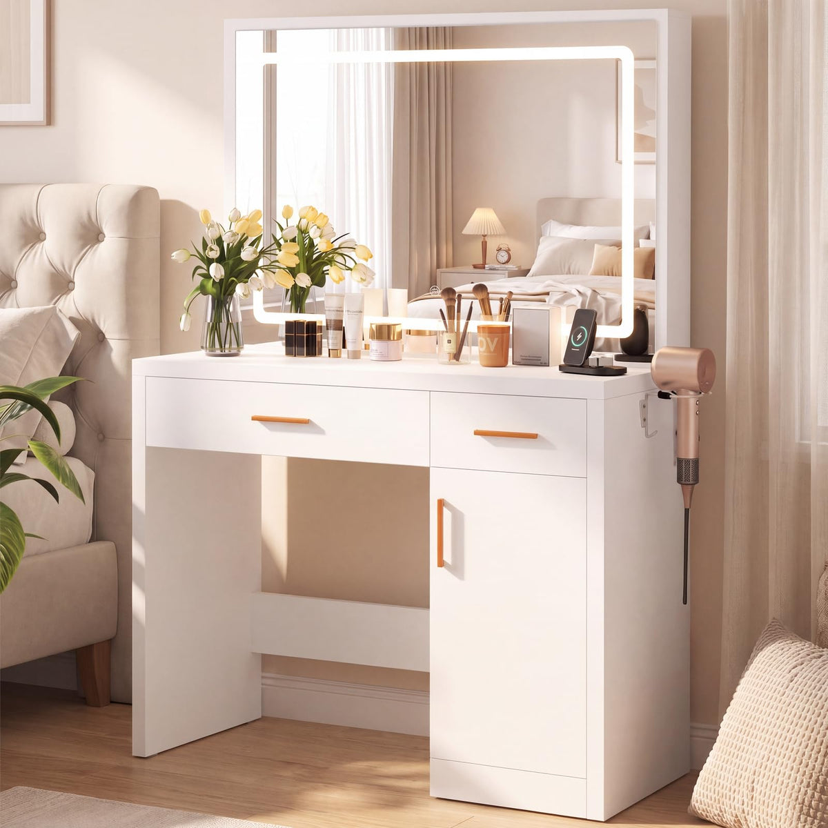 Makeup Vanity Desk with LED Mirror K17006
