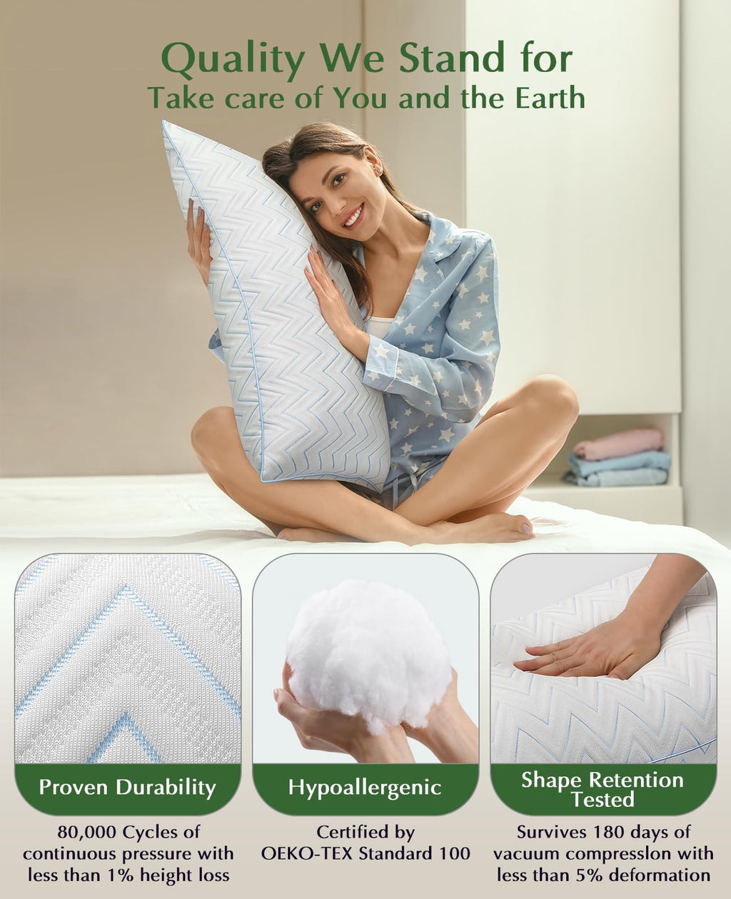 King Size Set of 2 Medium Firm Microfiber Bed Pillows Z5526