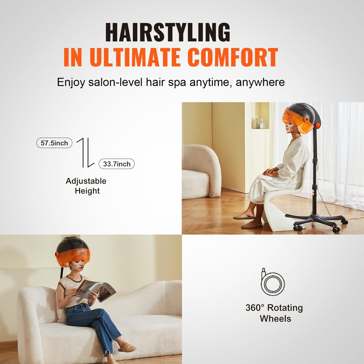 1875W Ionic Hooded Hair Dryer with Timer H995