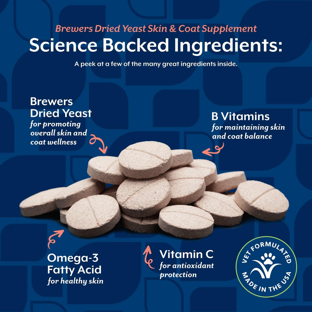 Brewer's Dried Yeast Chewable Tablets with Omegas for Dogs & Cats Z286