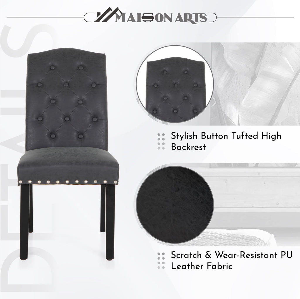 Black Faux Leather Dining Chairs Set of 2 W8297