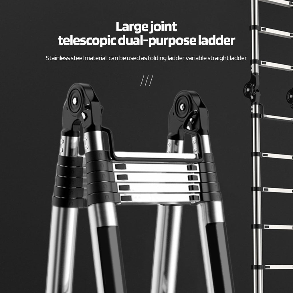 Telescoping Ladder with Locking Mechanism, Heavy Duty Aluminum 330 lbs H610
