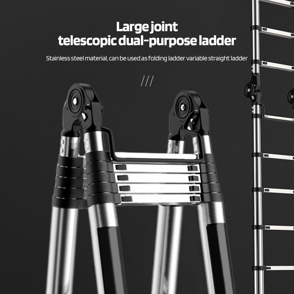 Telescoping Ladder with Locking Mechanism, Heavy Duty Aluminum 330 lbs H610