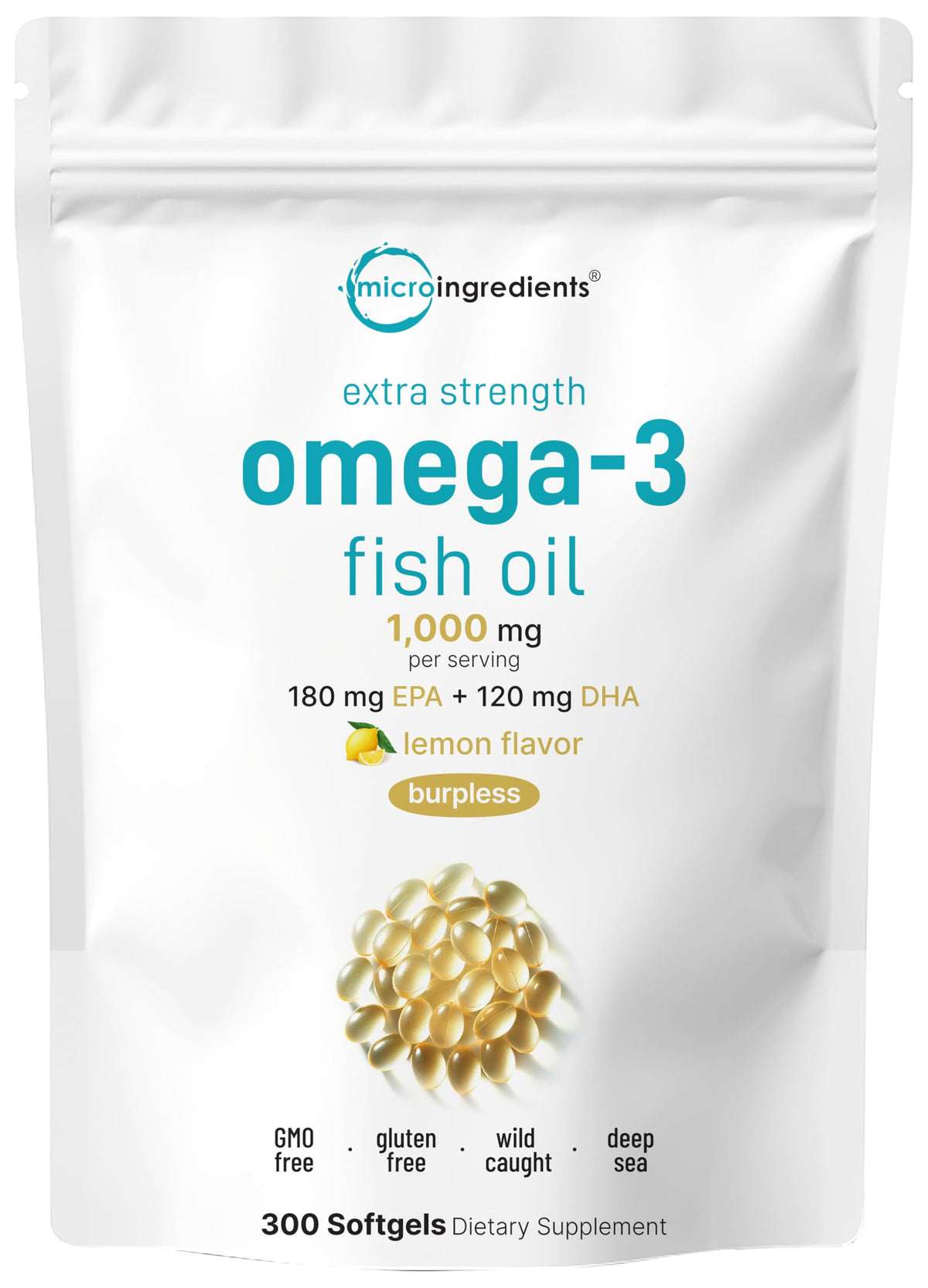 Omega-3 Fish Oil 1,000mg 300 Softgels Lemon Flavored D2618