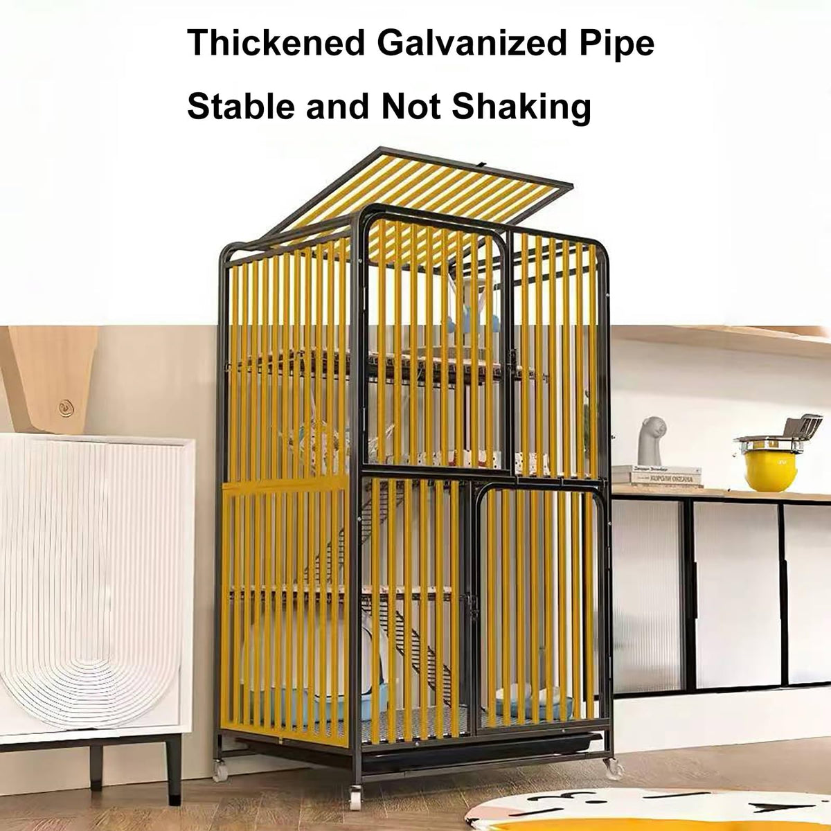 4 Tier Cat Cage with Litter Box and Wheel E203411
