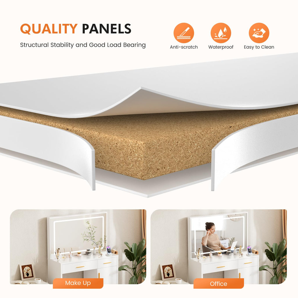 Makeup Vanity Desk with LED Mirror K17006