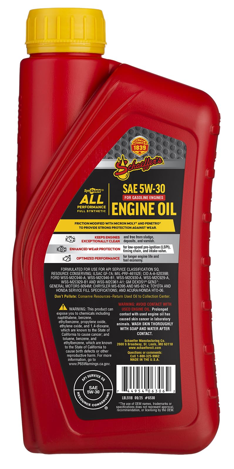 Full Synthetic 5W-30 Gasoline Engine Oil 1-quart bottle G873