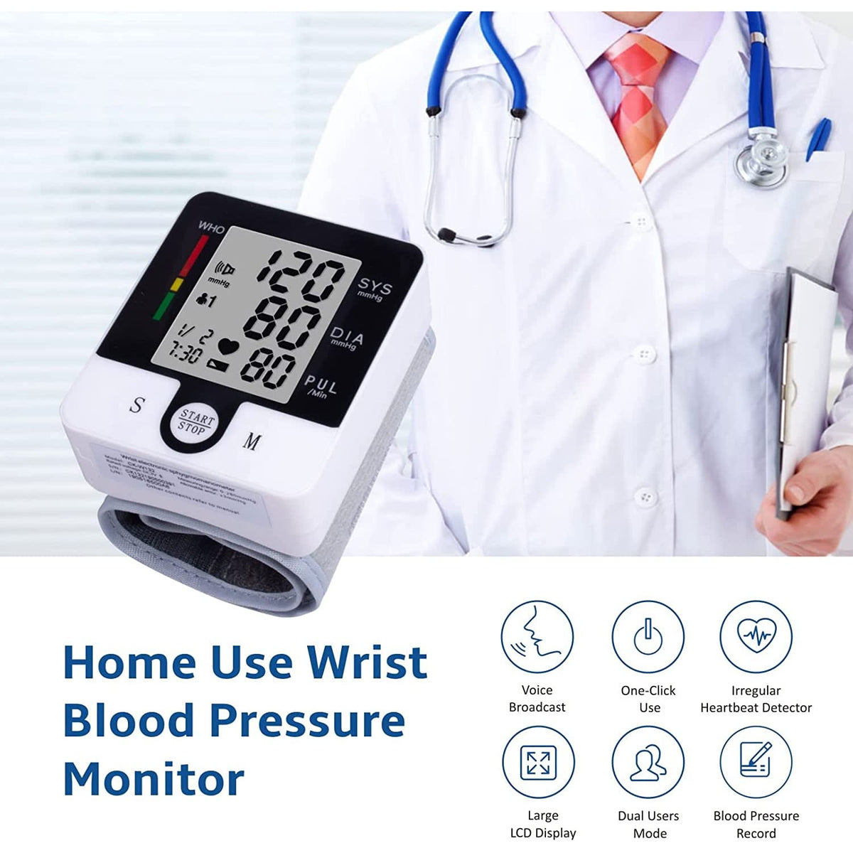 Automatic Talking Wrist Blood Pressure Monitor W859