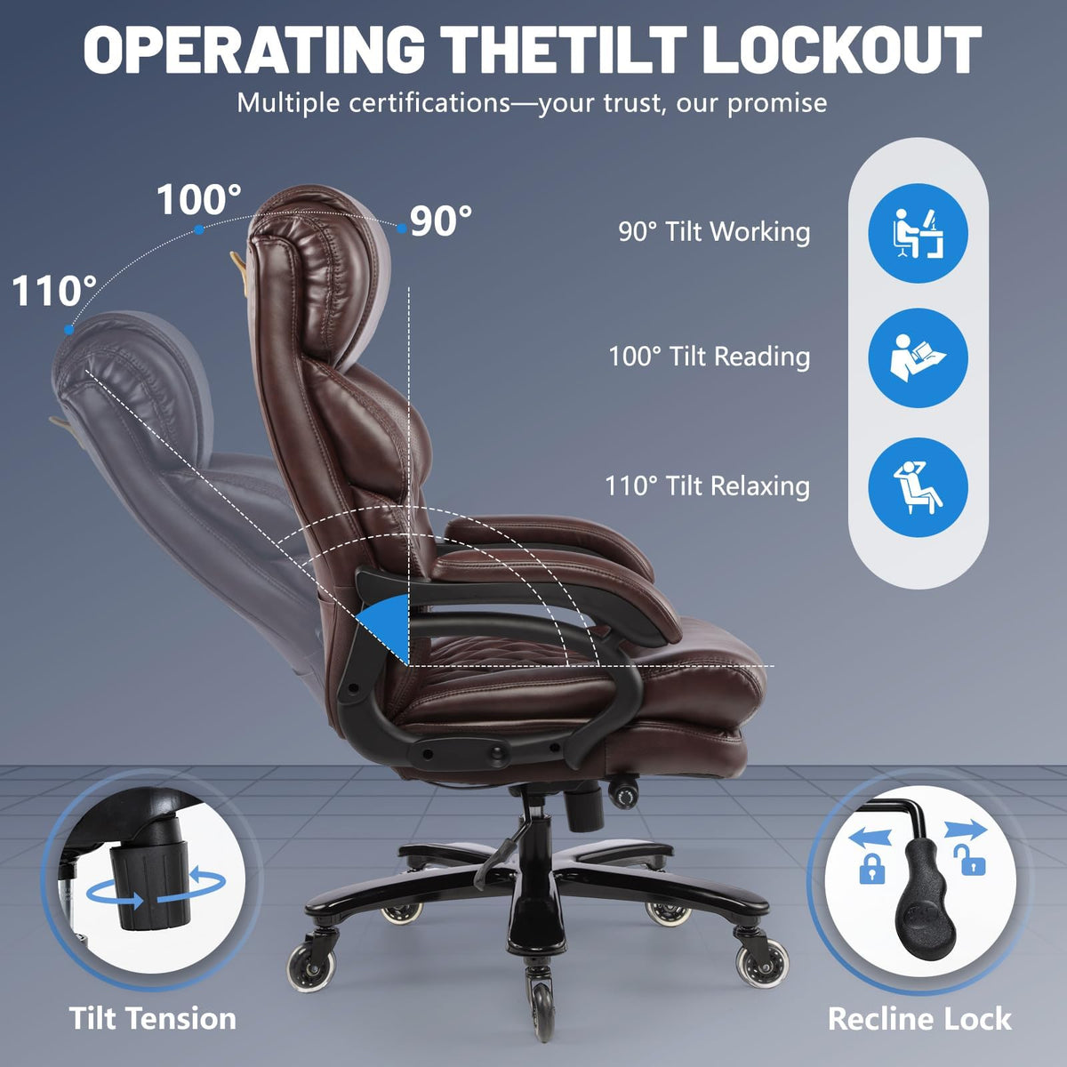 Big and Tall Heavy Duty Executive Office Chair with High Back X94554