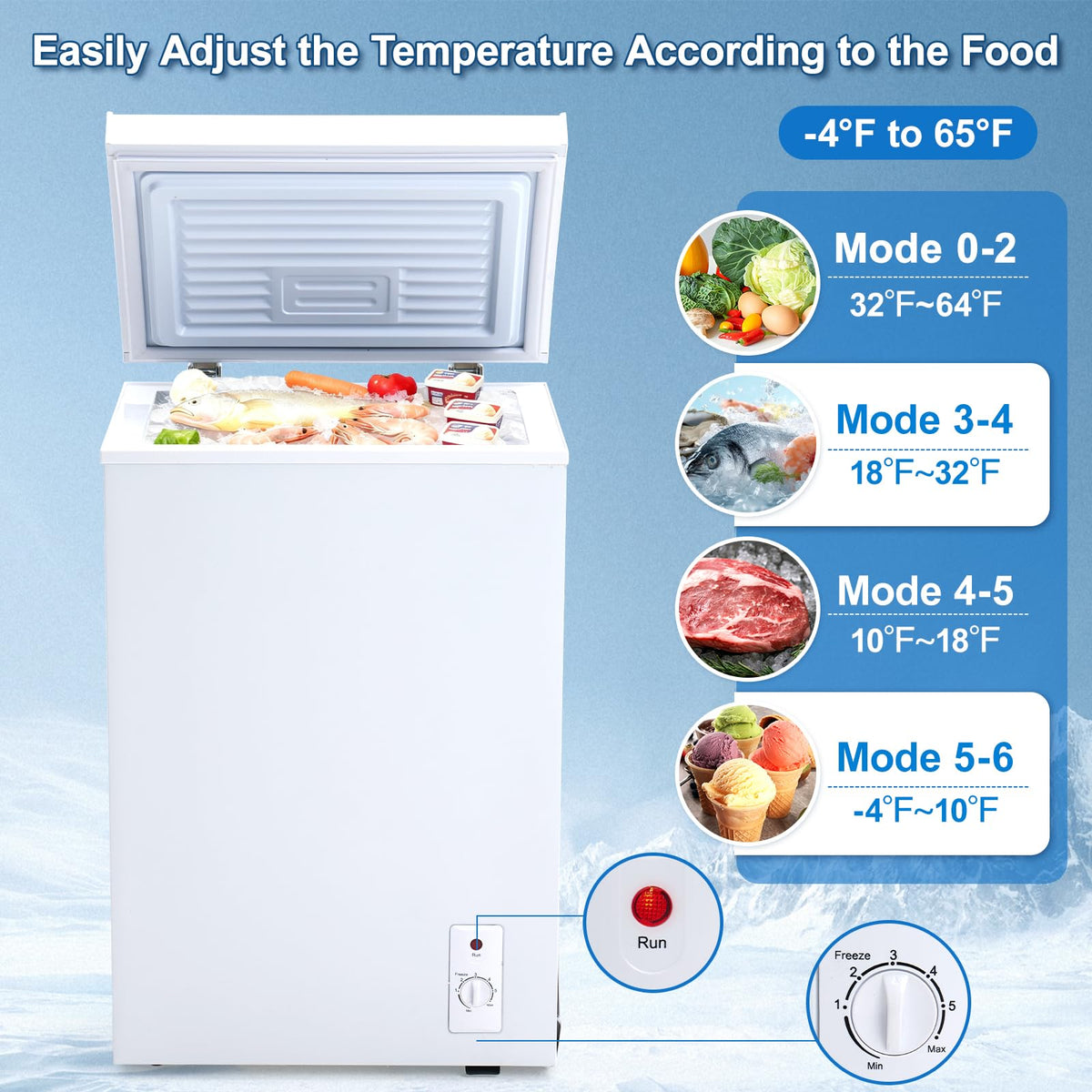 3.5 Cu.Ft White Chest Freezer with Removable Basket X483277