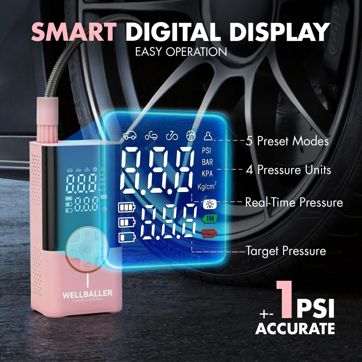 Portable Air Compressor with Digital Pressure Gauge V85357