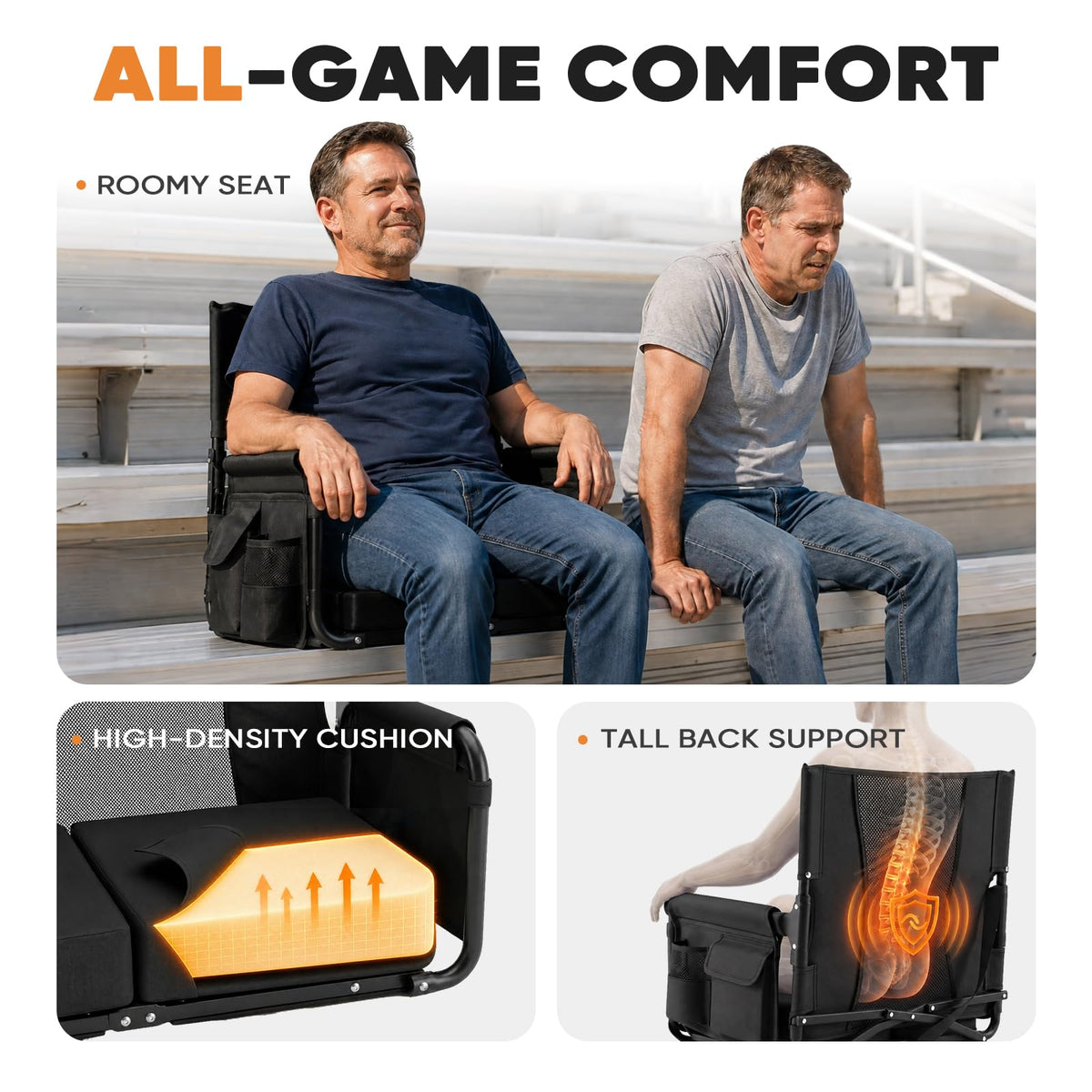 Stadium Seats with Back Support, Armrests & Cushion X123