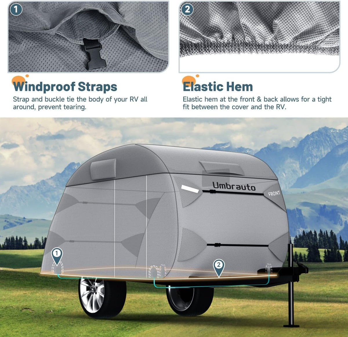12-15 Camper 7 Layers Waterproof Teardrop Trailer Cover L4882