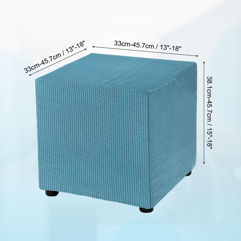 Teal Stretch Polyester Ottoman Cover F34811