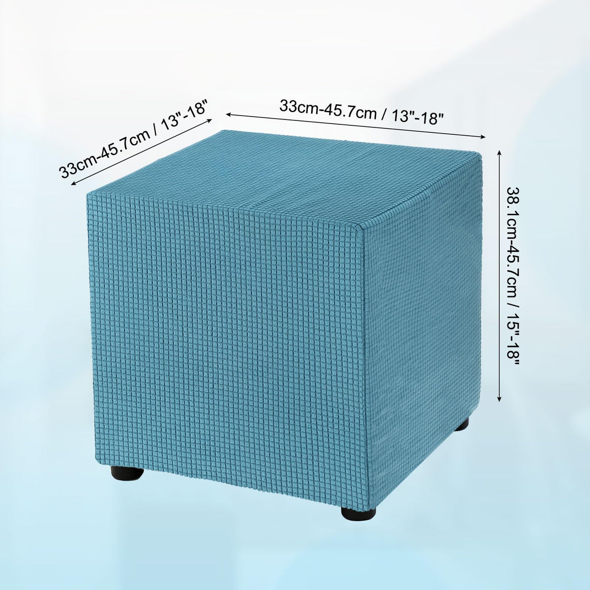 Teal Stretch Polyester Ottoman Cover F34811