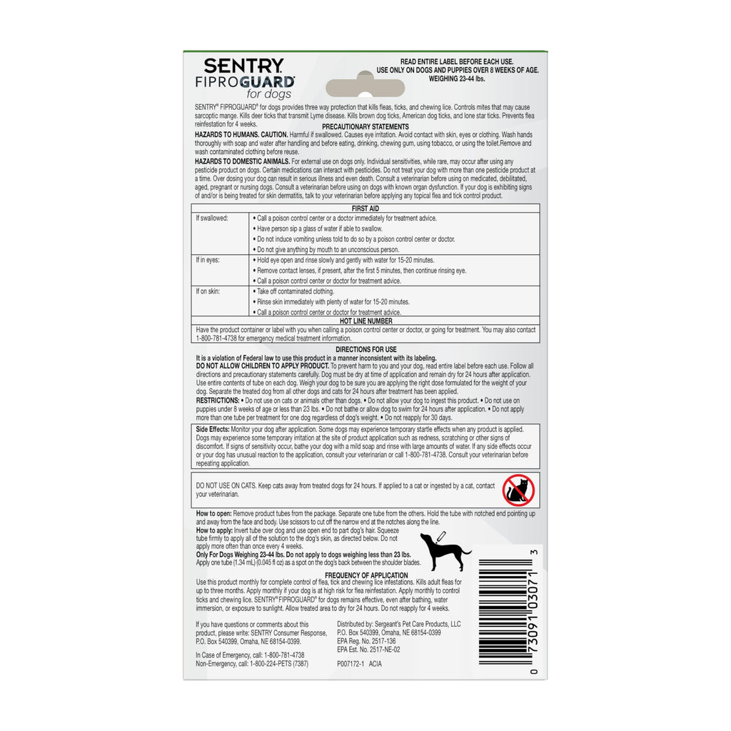 Flea and Tick Prevention for Dogs 23-44 Pounds 6 Month Supply I3739