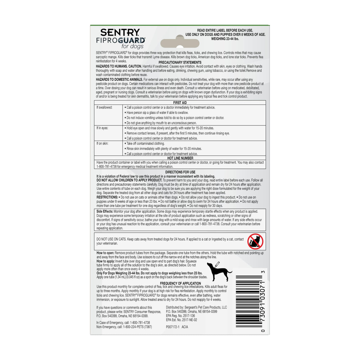 Flea and Tick Prevention for Dogs 23-44 Pounds 6 Month Supply I3739