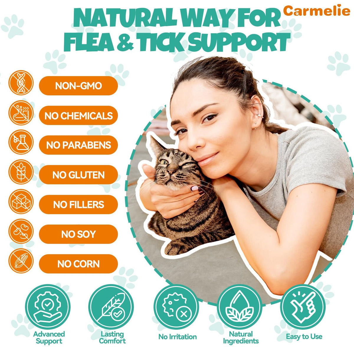 Flea and Tick Prevention for Cat with Vitamins Fish Oil 2 fl oz V29506