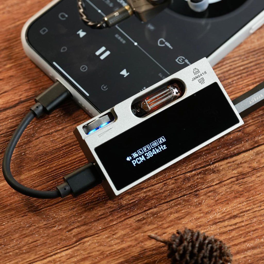 Portable Headphone Amplifier USB DAC AMP Dongle with Dual Tubes, 3.5mm+4.4mm Jack, Grey N4807