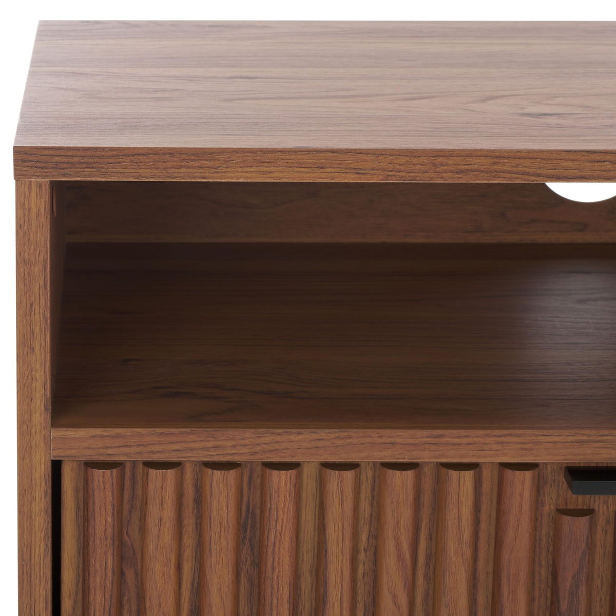 Walnut Brown Black 2 Drawer TV Stand Y9729