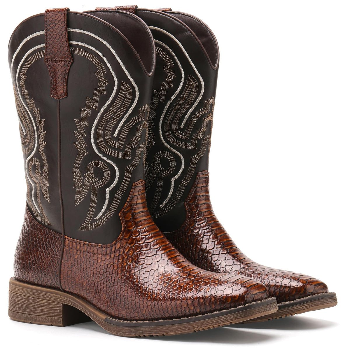 Faux Snake Skin Western Boots with Embroidery H4427