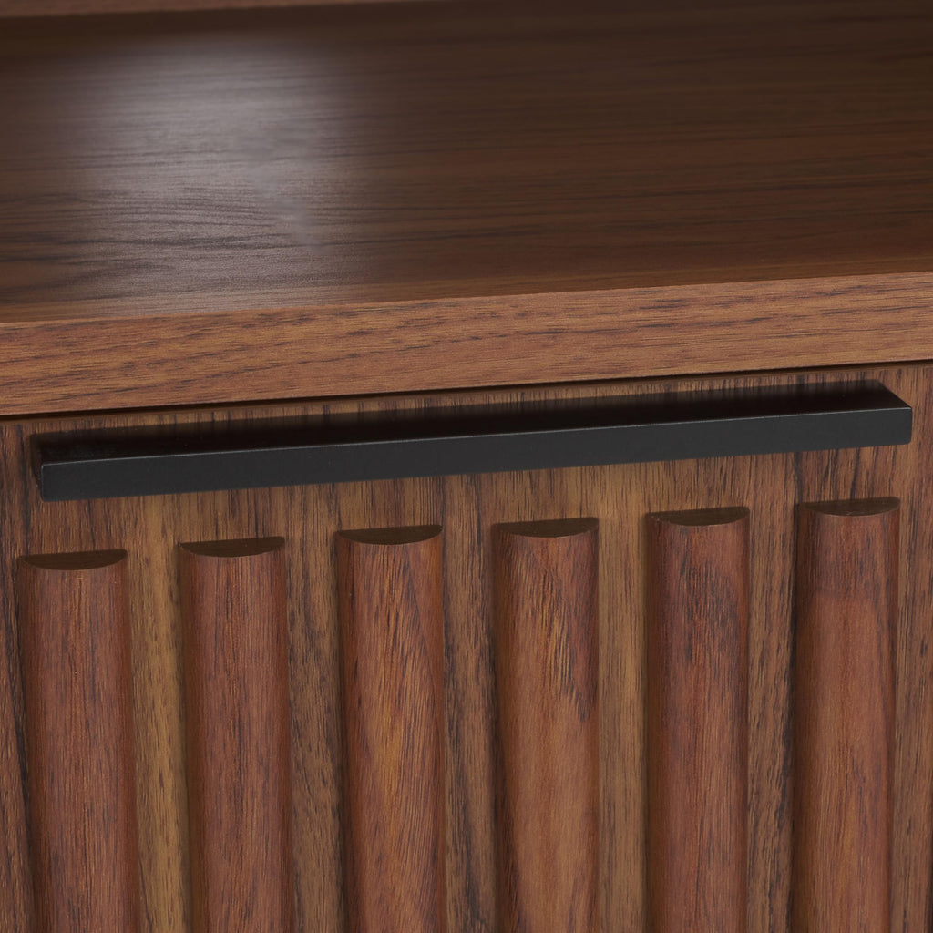 Walnut Brown Black 2 Drawer TV Stand Y9729