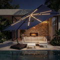 11x11ft Solar Powered Led Cantilever Umbrella with Base J9512