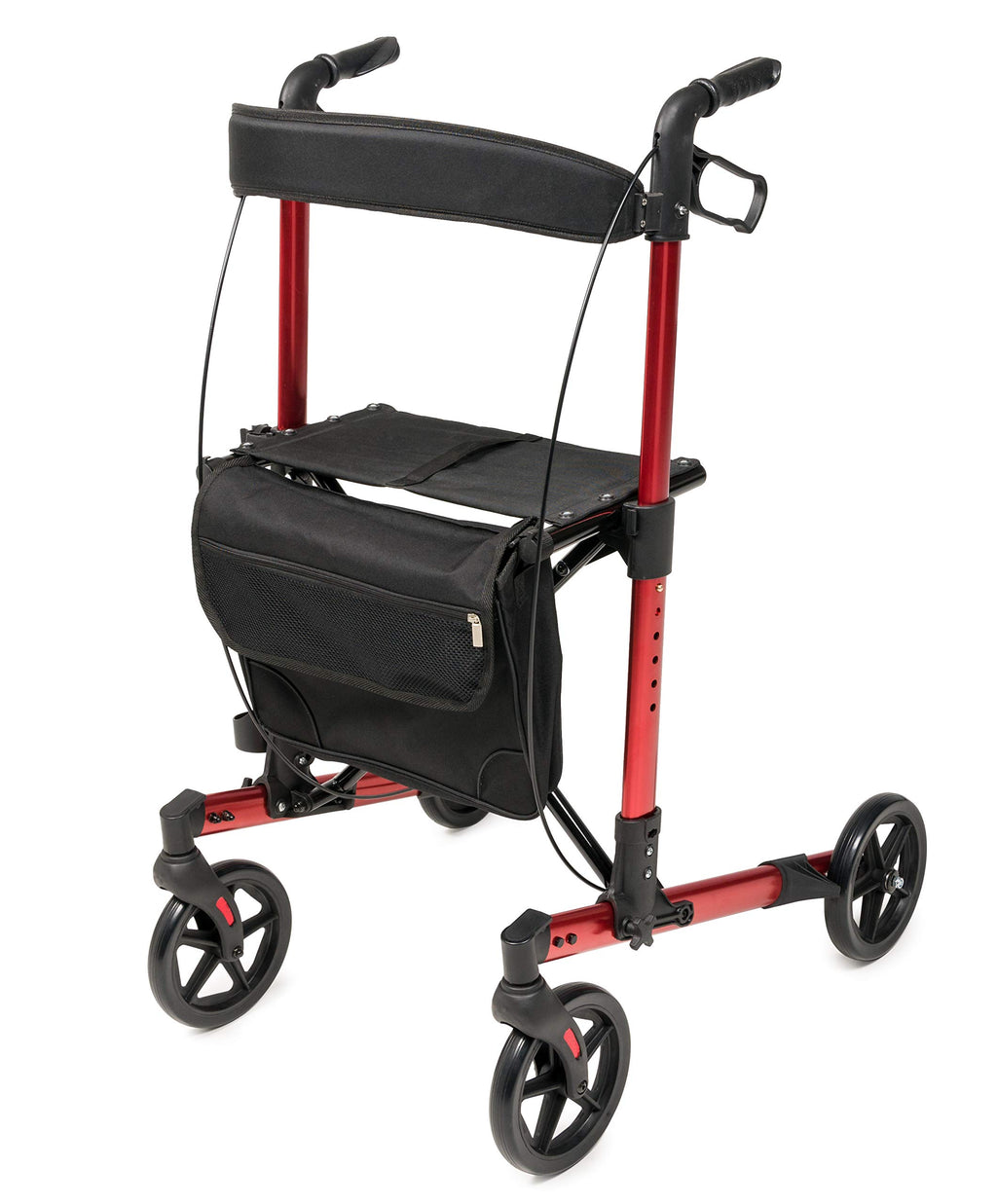 Tall Rollator Walker with Seat 8” Wheels Apple Red W761