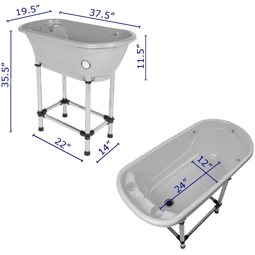 Portable Pet Bath Tub White 37.5"x19.5"x35.5" O85067