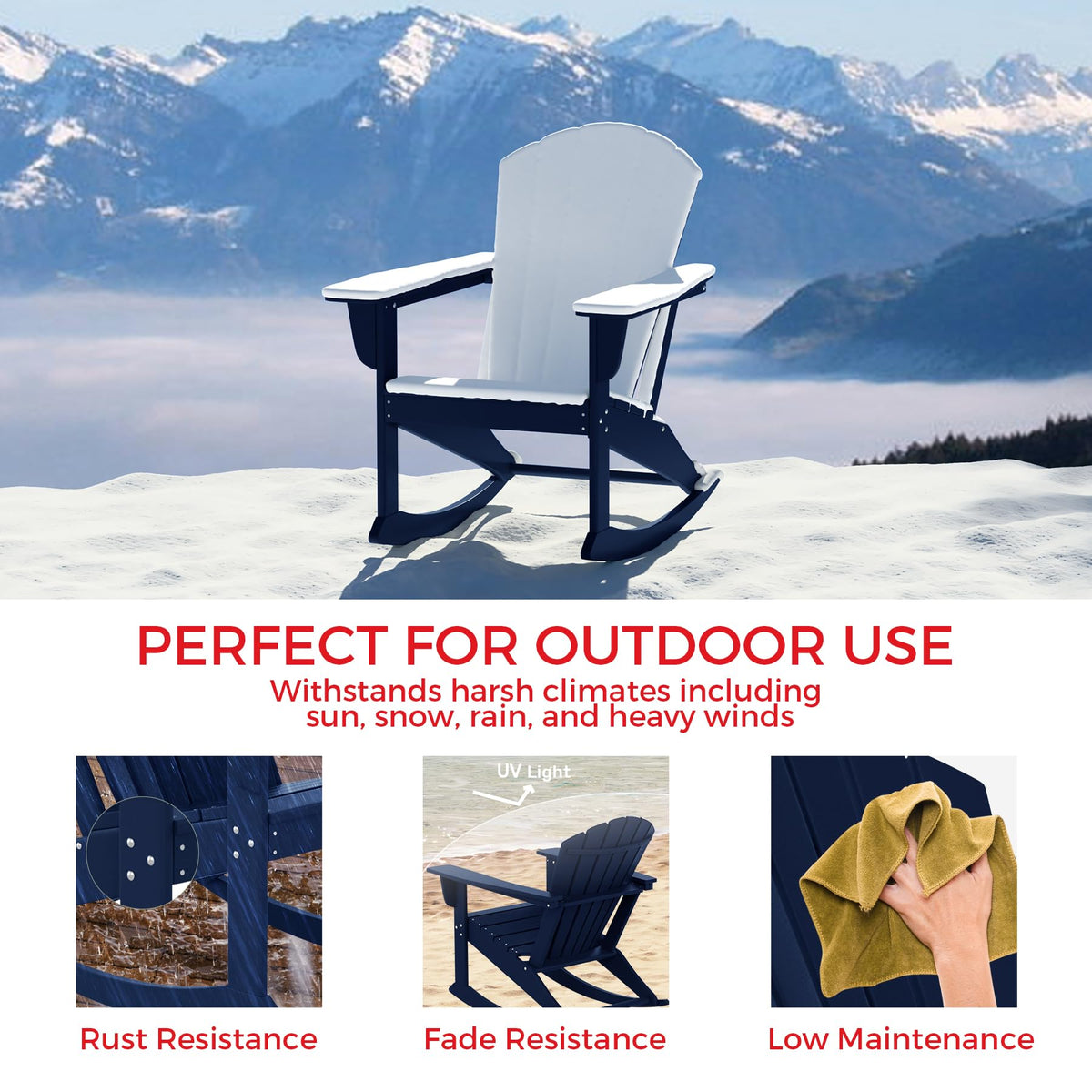 Navy Blue HDPE Adirondack Chair U183