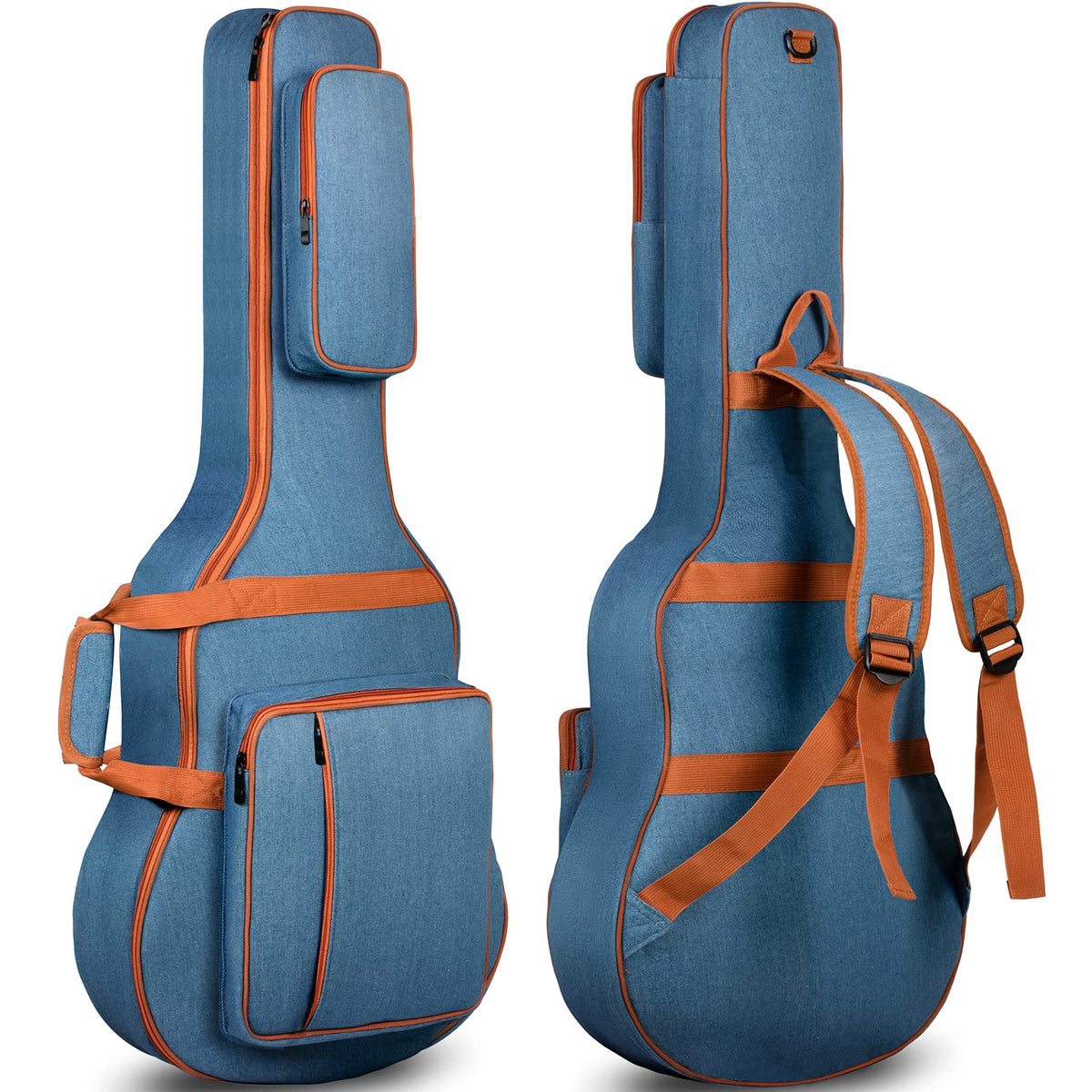 0.35inch Padded Soft Denim Guitar Gig Bag with Storage Pockets K541