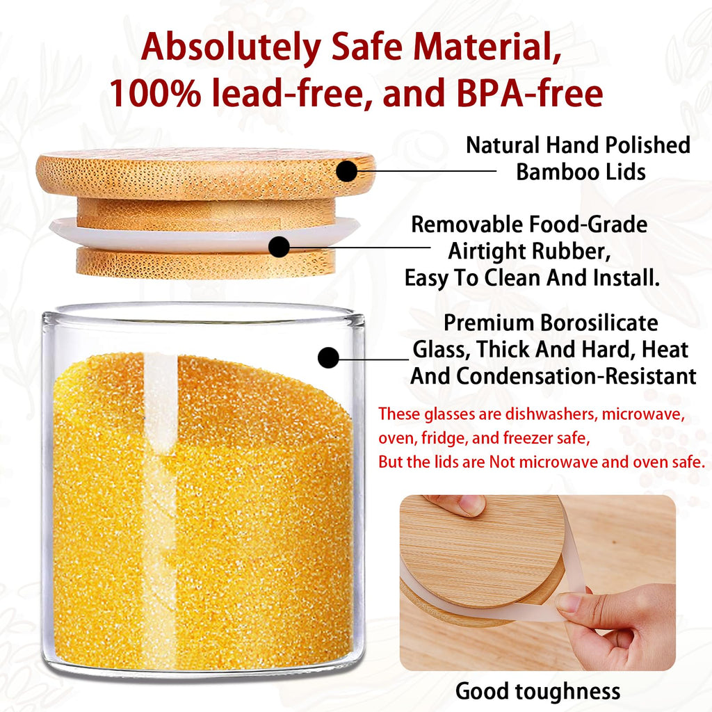 16 oz Glass Food Storage Jars with Bamboo Lids T160532