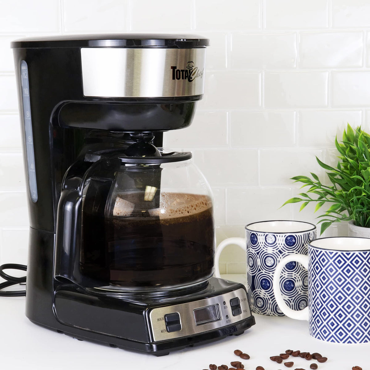 Programmable Coffee Maker Stainless Steel 12-Cup Glass Carafe Black/Gray X176173