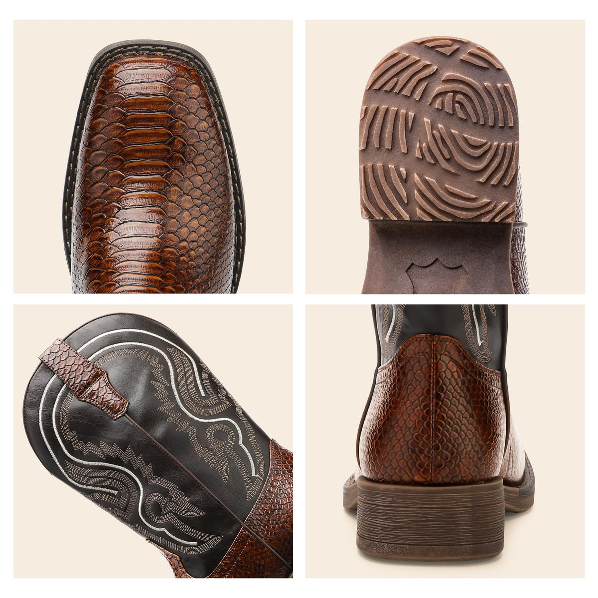 Faux Snake Skin Western Boots with Embroidery H4427