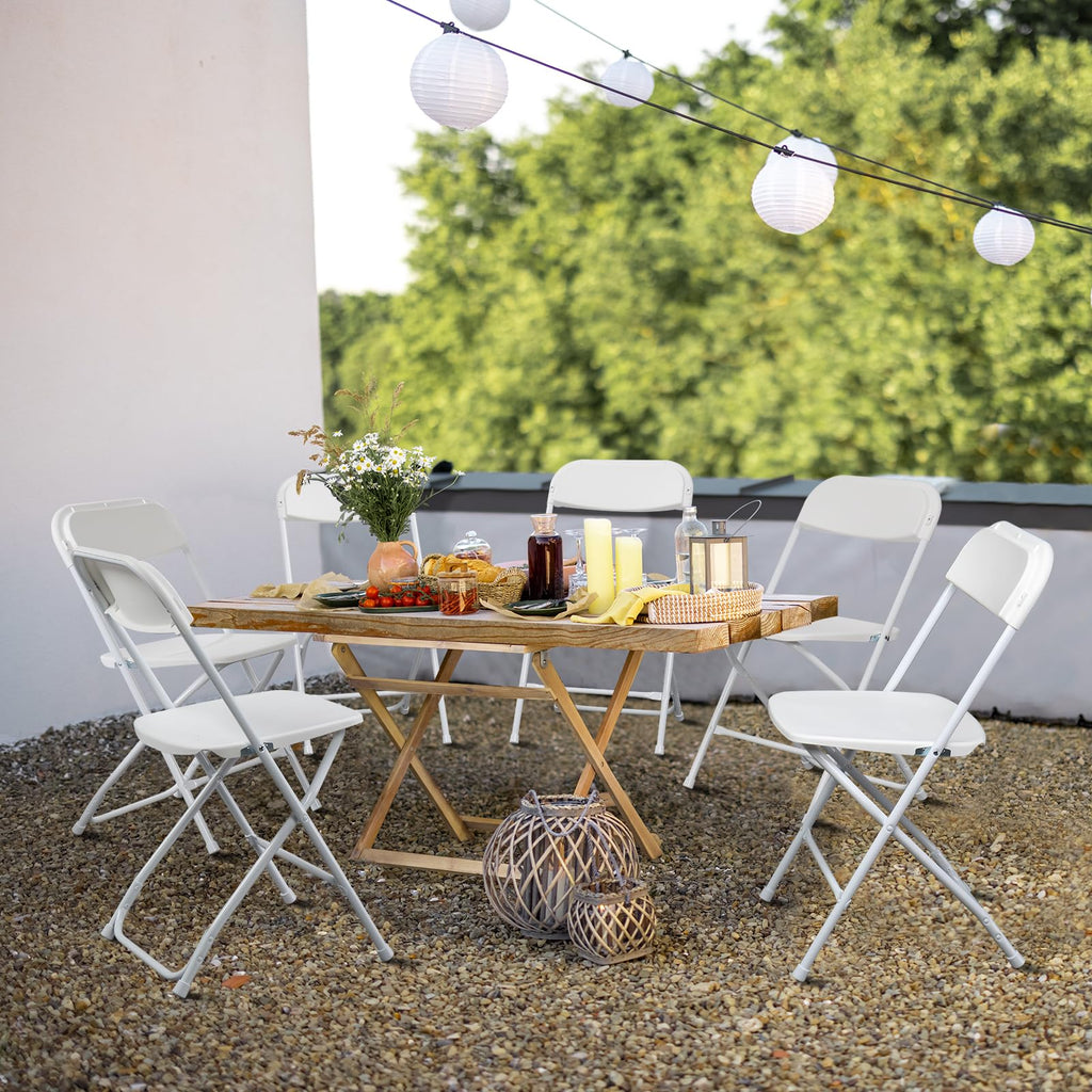 10 Pack White Plastic Folding Chairs with Steel Frame G46357