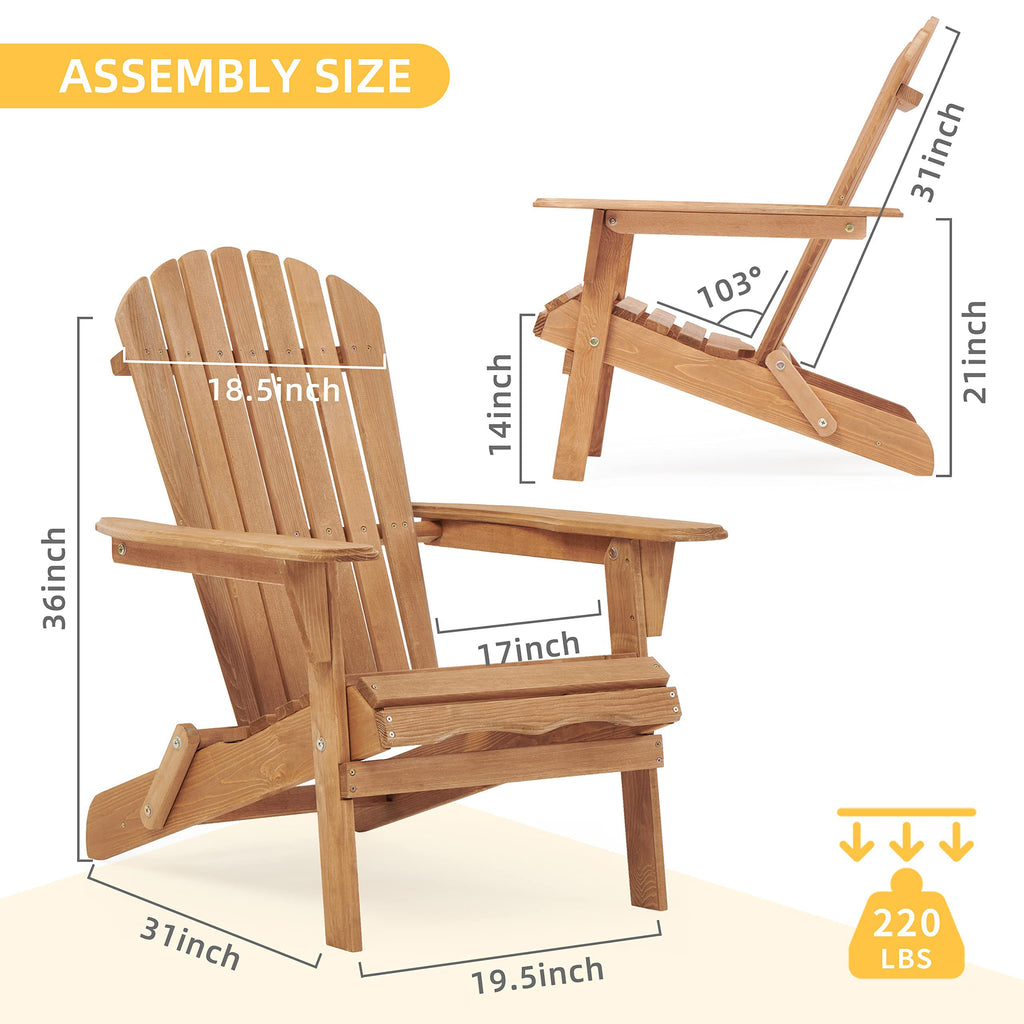 Folding Adirondack Chair Set of 2 Cedar Wood D9611