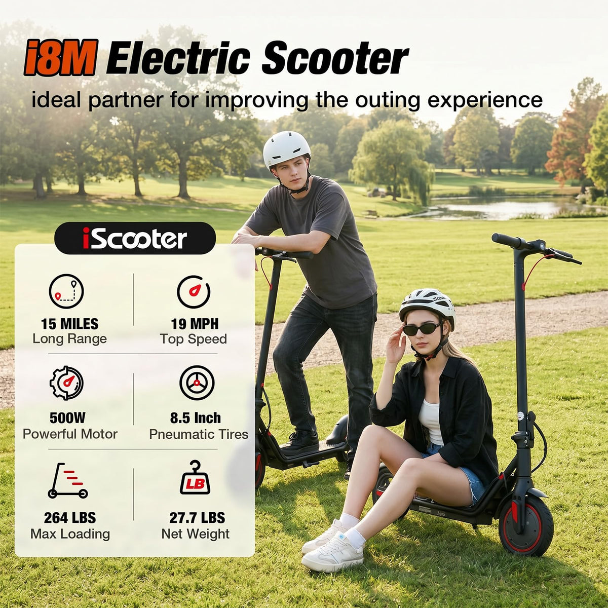 Electric Scooter with 8.5" Pneumatic Tires I601037
