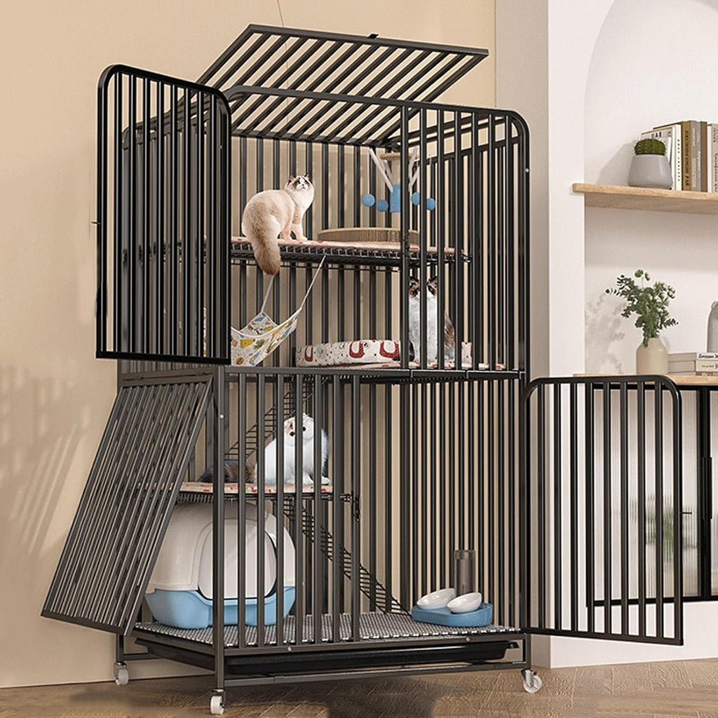 4 Tier Cat Cage with Litter Box and Wheel E203411