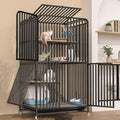 4 Tier Cat Cage with Litter Box and Wheel E203411
