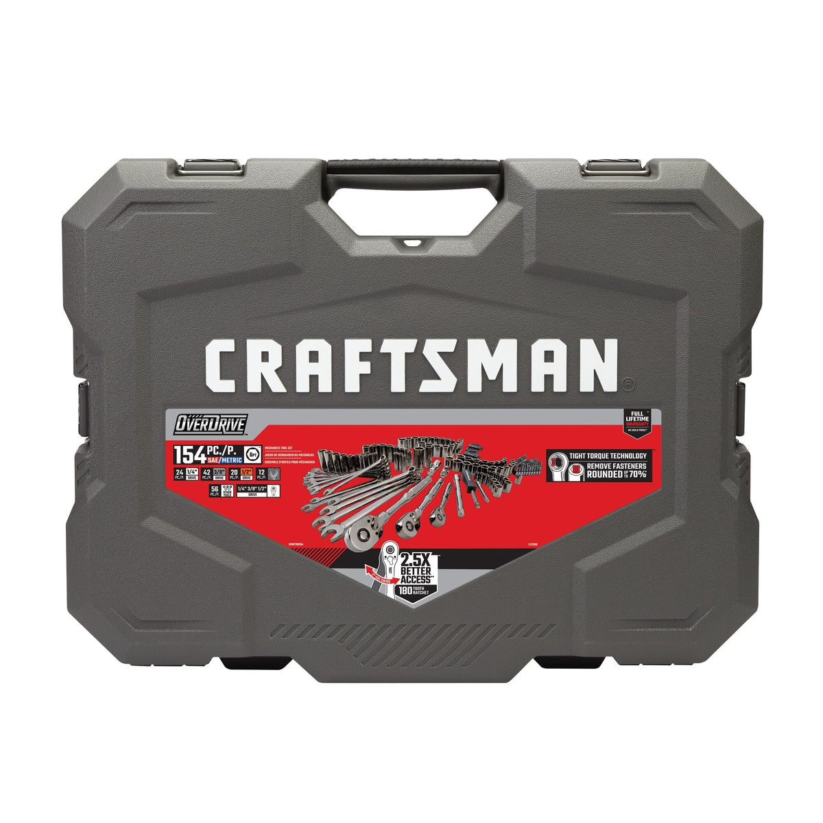 154-Piece Gunmetal Chrome Mechanics Tool Set with Hard Case S20355