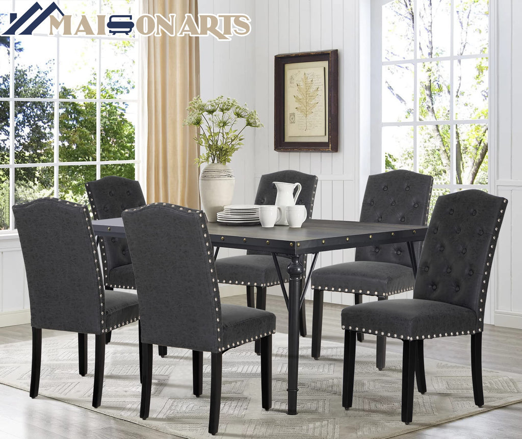 Black Faux Leather Dining Chairs Set of 2 W8297