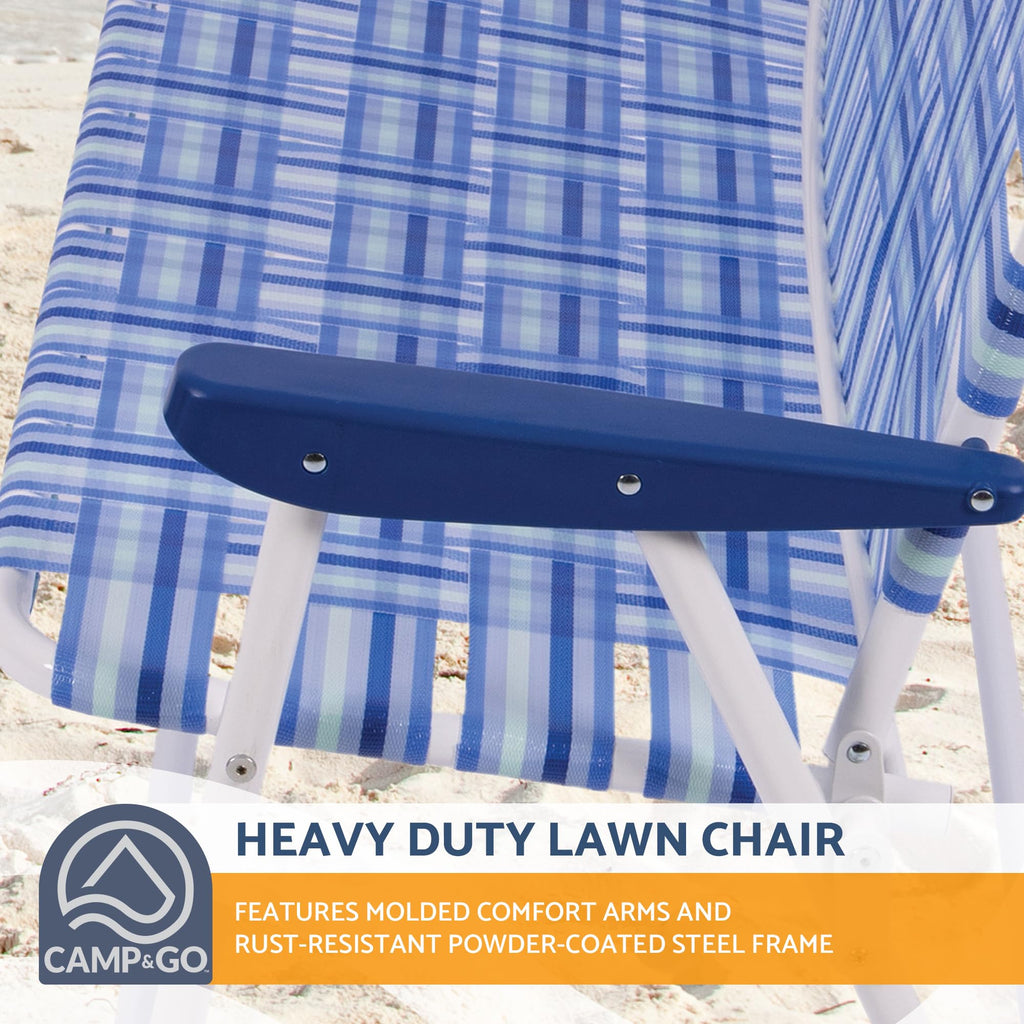 Blue/White Double-Wide Folding Web Lawn Chair B66302