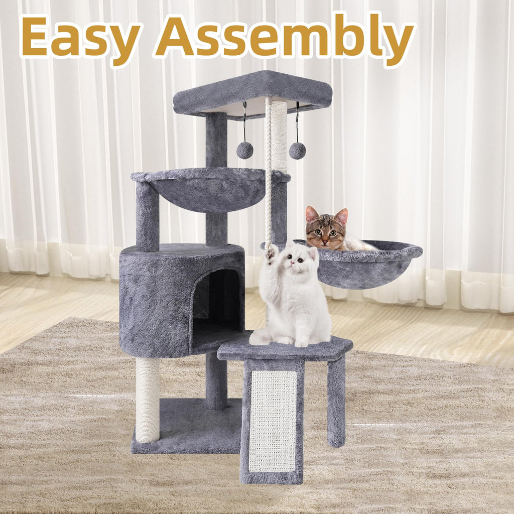 Grey Three Layer Cat Tree with Condo and Hammocks F946