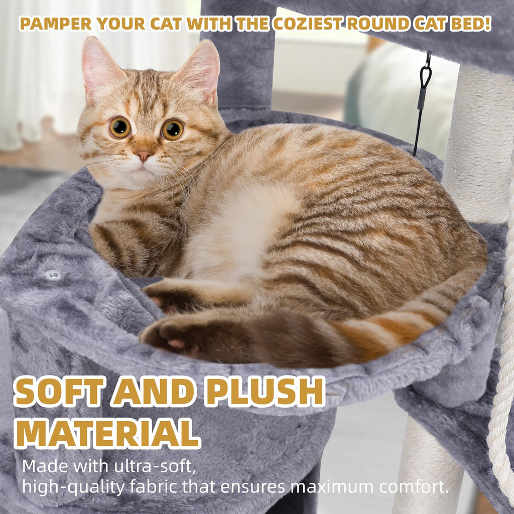 Grey Three Layer Cat Tree with Condo and Hammocks F946